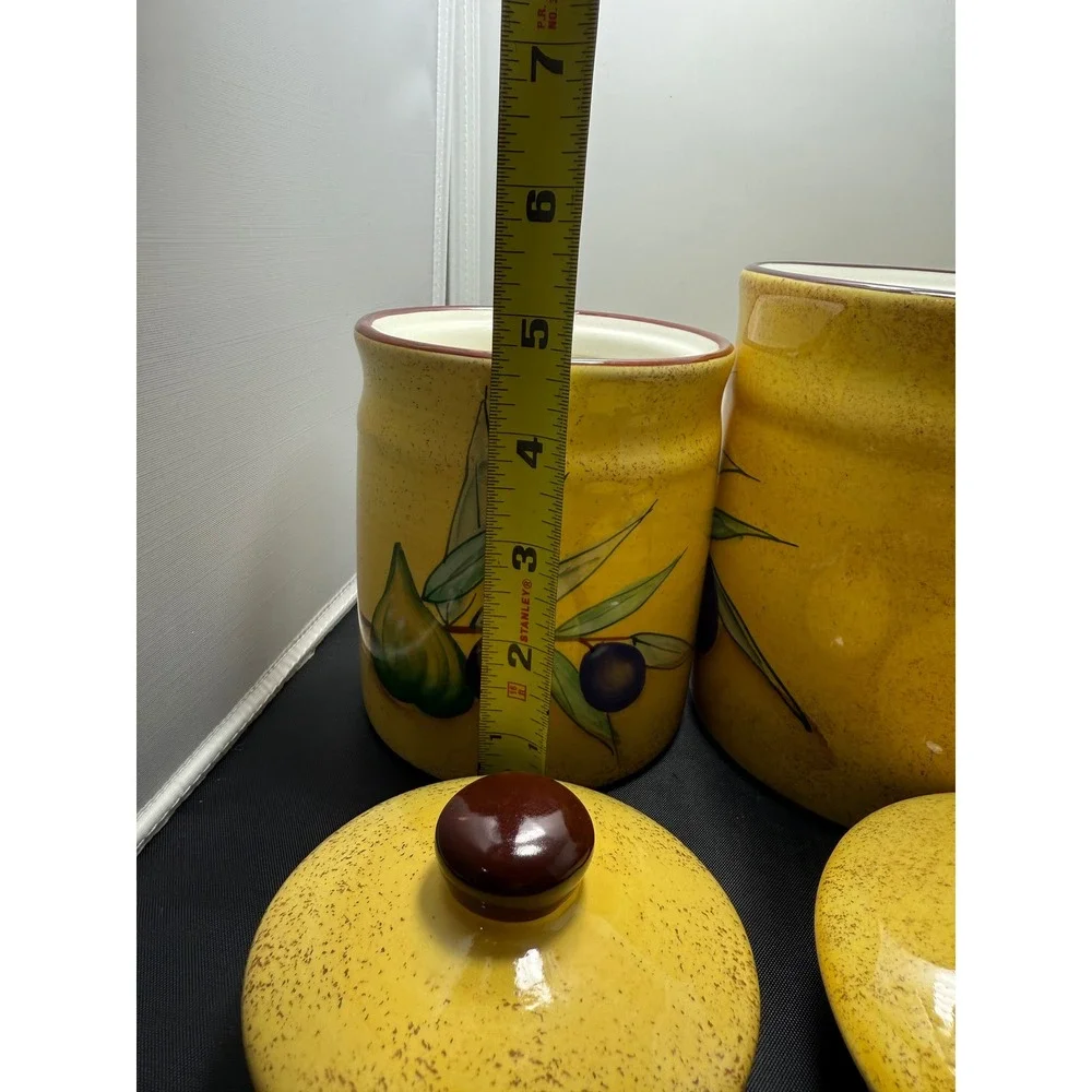 Vintage Italian Style Yellow Cookie Jars‎ Kitchen Storage Canisters Set of 3